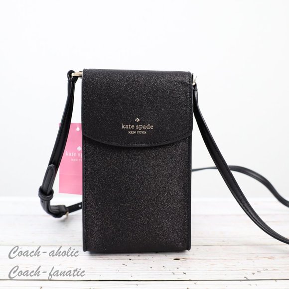 kate spade Bags Nwt Kate Spade Tinsel North South Glitter Phone Flap Crossbody In Black